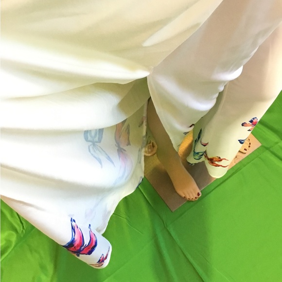 Slit Butterfly Print Wide Leg Pants NWOT - Picture 4 of 13